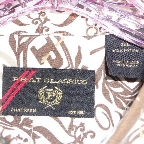 PHAT FARM Phat Classics Mens Vintage 90s Shirt Sz 2XL Dramatic Logo Brown - Picture 2 of 8